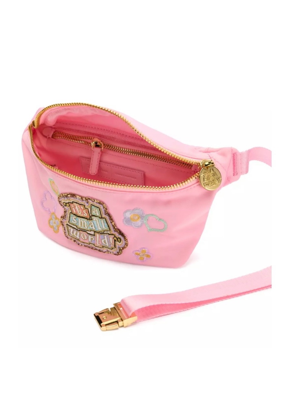 Stoney Clover Lane Disney Pink "It's a Small World" Embroidered Fanny Pack - Picture 2 of 4
